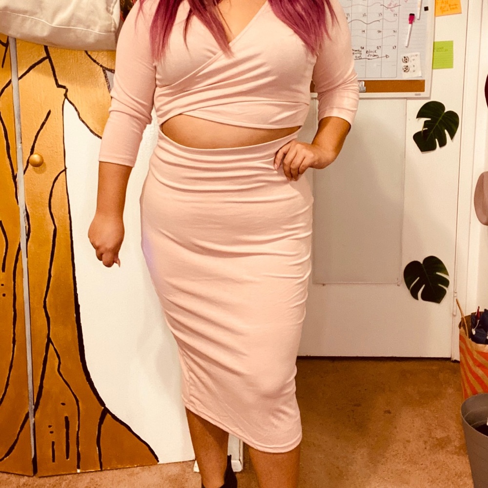 Pink long sleeve dress